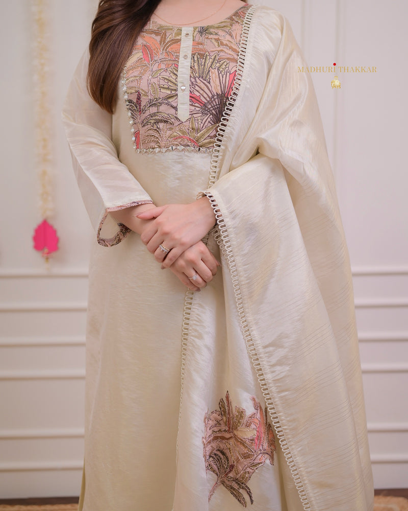 Ivory Handwork Tissue Silk Premium Suit Set