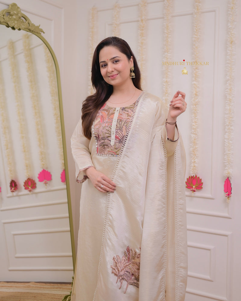 Ivory Handwork Tissue Silk Premium Suit Set