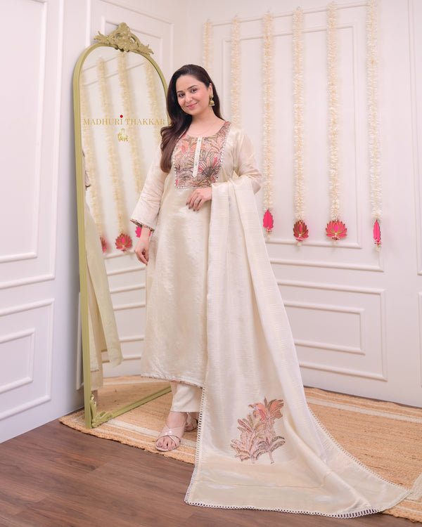 Ivory Handwork Tissue Silk Premium Suit Set