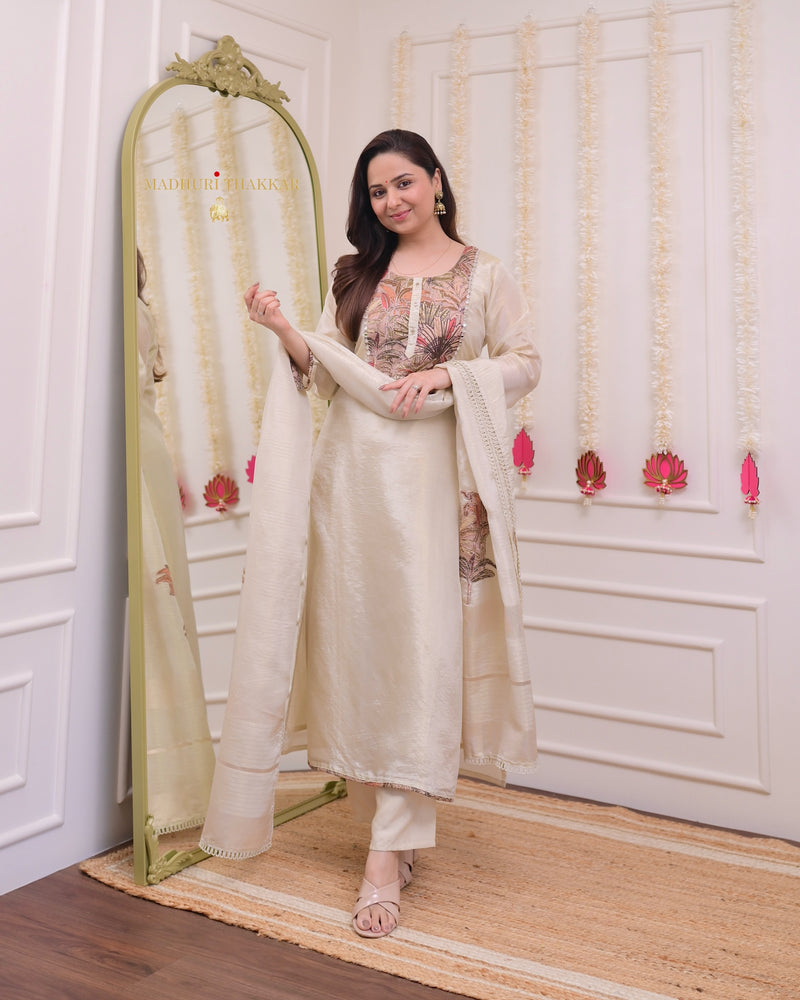 Ivory Handwork Tissue Silk Premium Suit Set