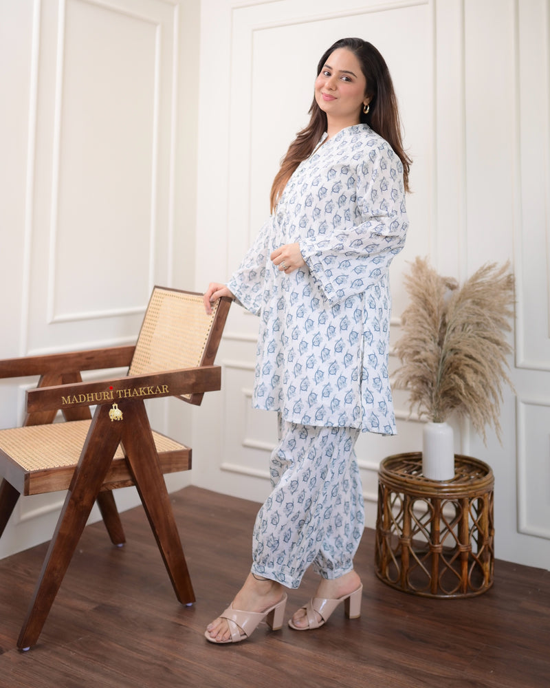 Grey White Afghani Cotton Co-ord