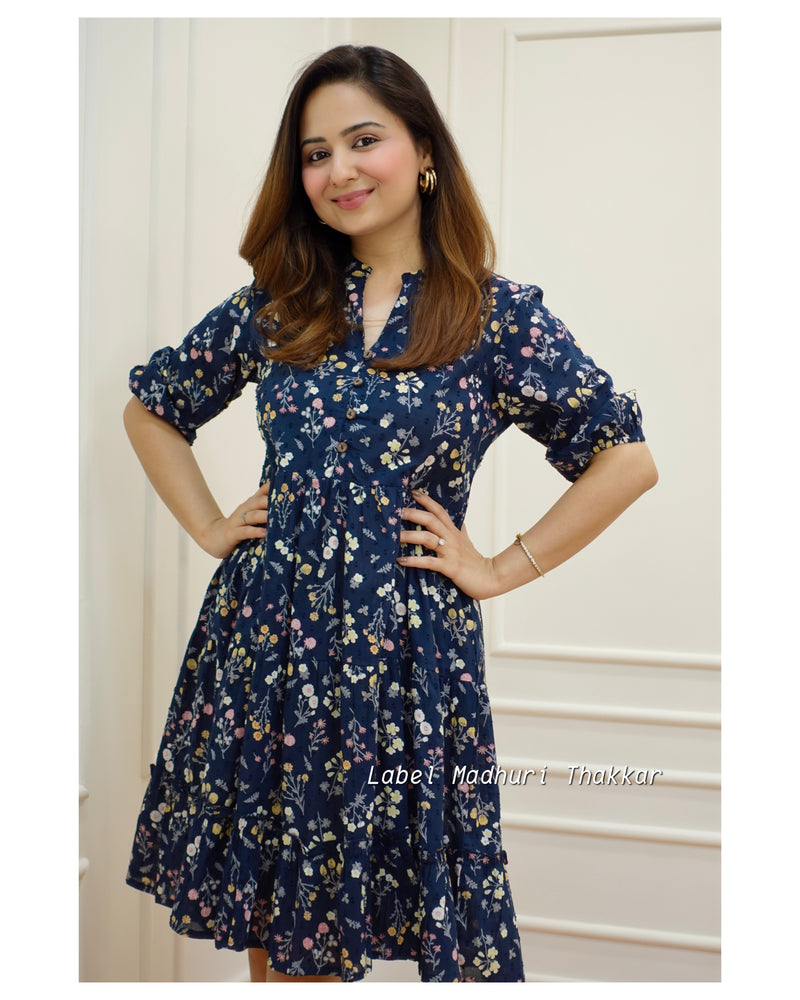 Navy Blue Floral Dress