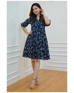 Navy Blue Floral Dress