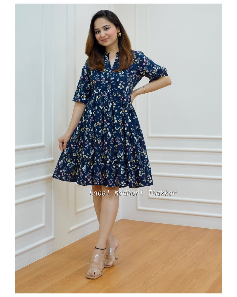 Navy Blue Floral Dress