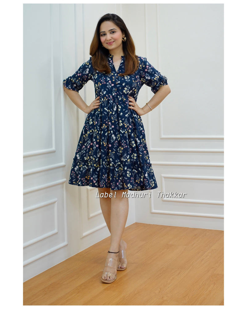 Navy Blue Floral Dress