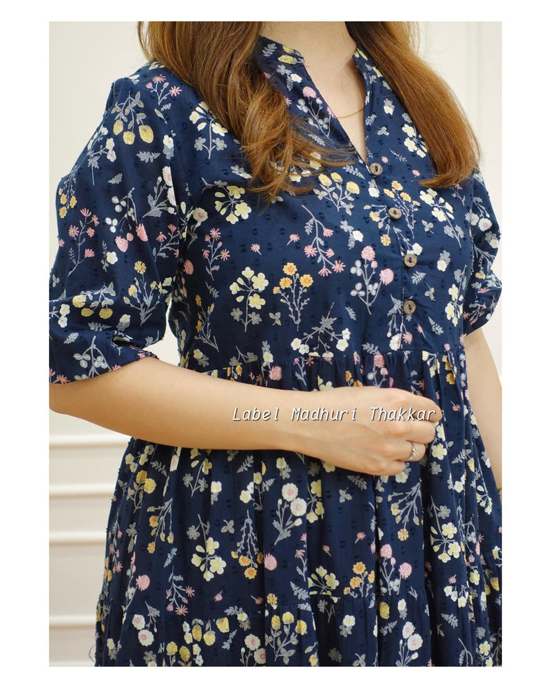 Navy Blue Floral Dress