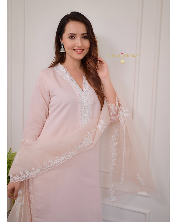 Blush Pink Pakistani Lace Suit