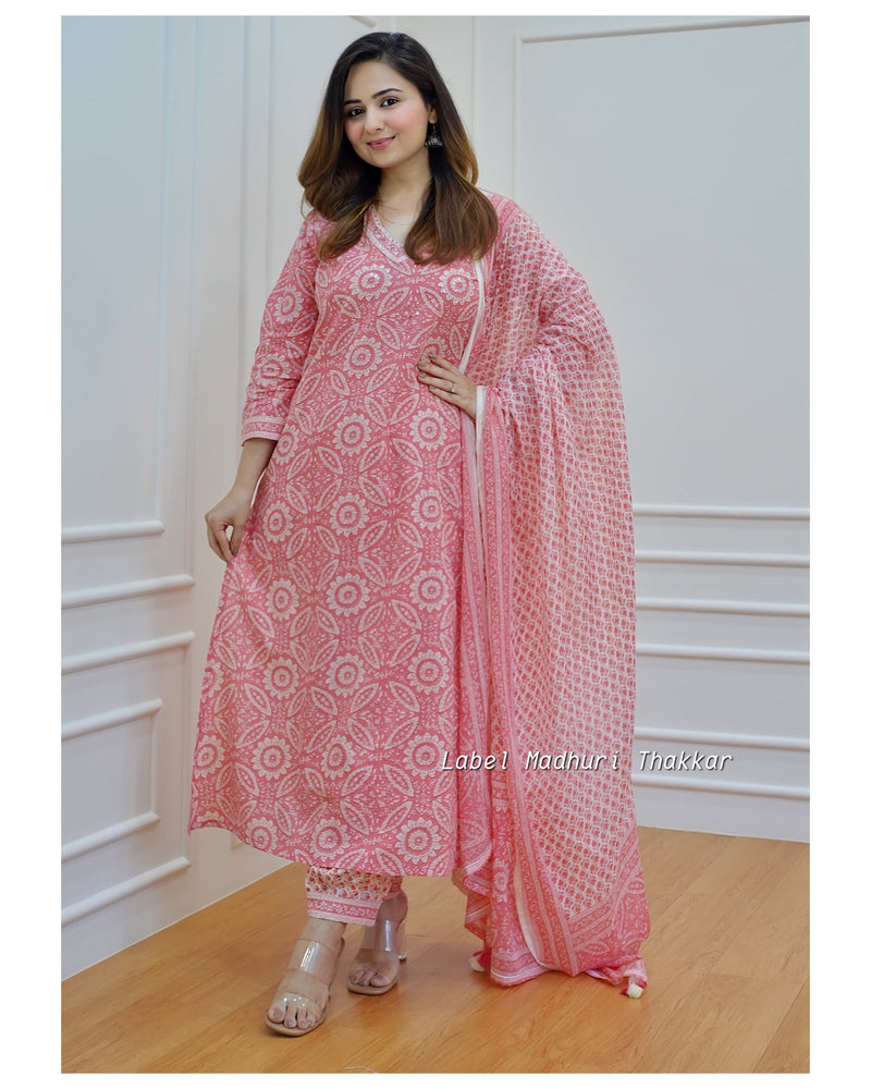 Pink Floral Afghani Suit