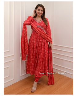 Red Nayra Afghani Suit