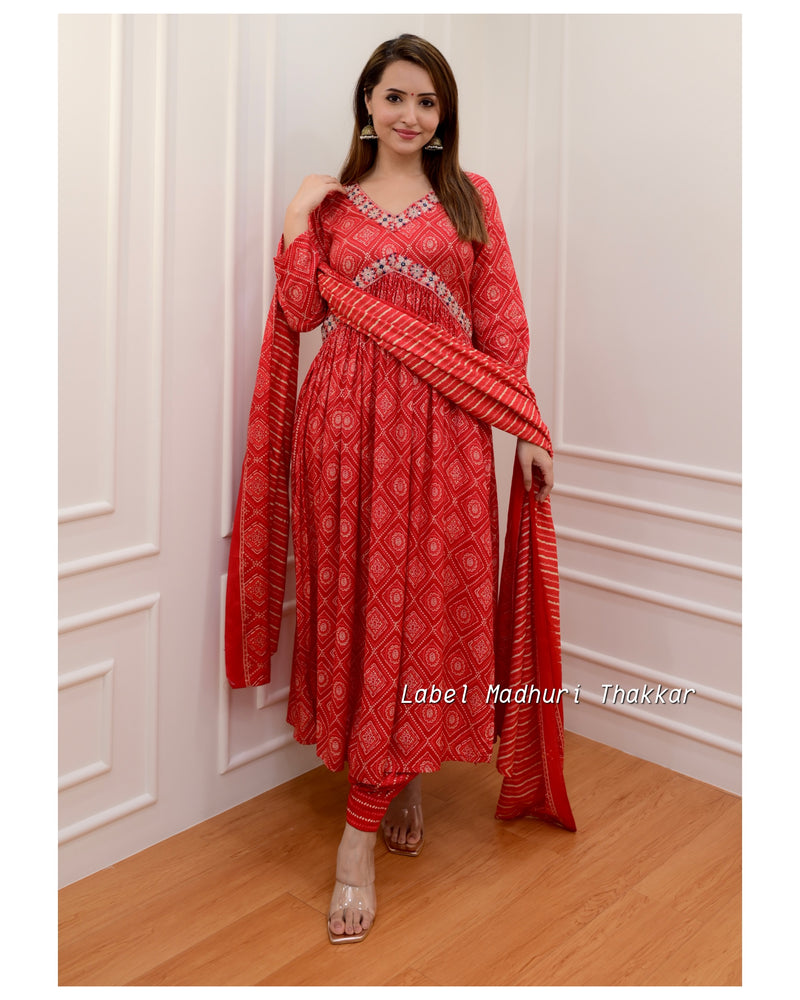 Red Nayra Afghani Suit