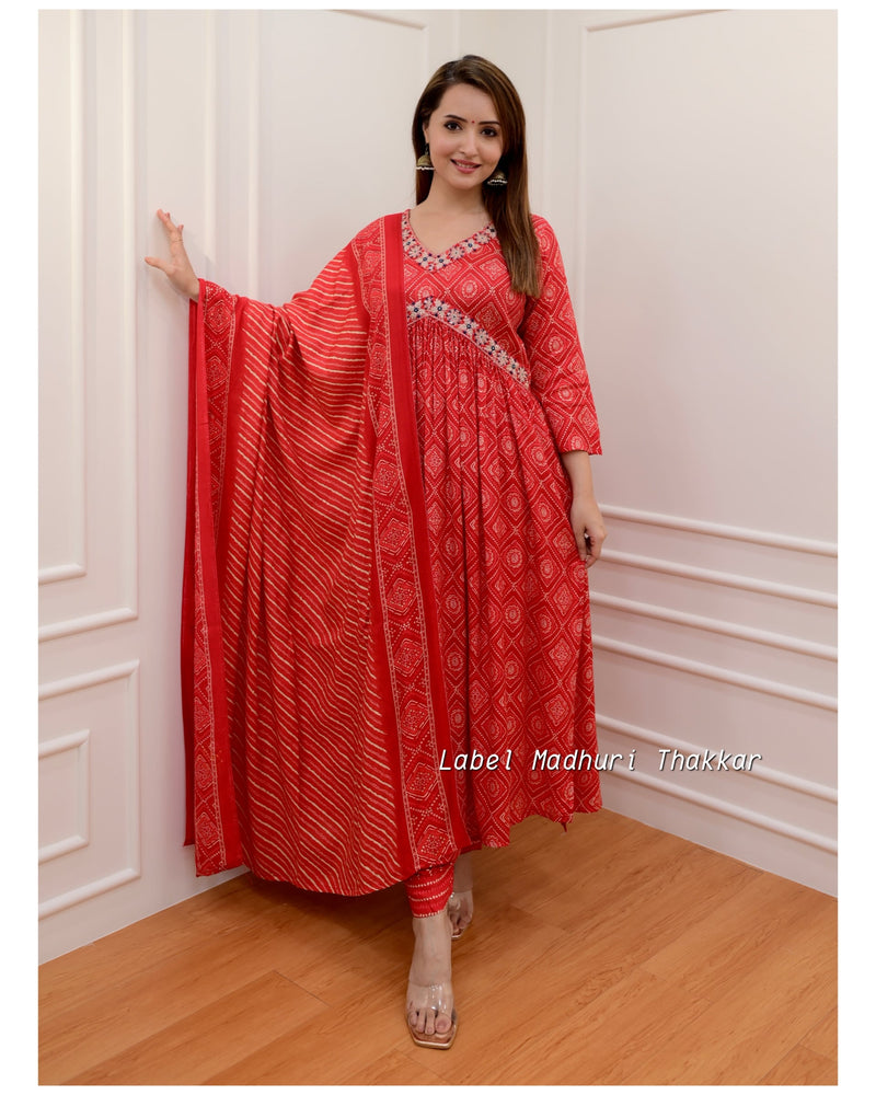 Red Nayra Afghani Suit