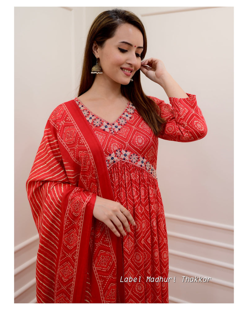 Red Nayra Afghani Suit