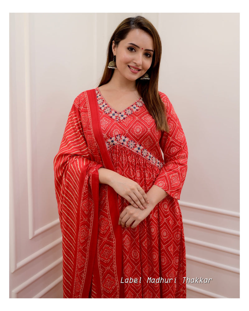 Red Nayra Afghani Suit