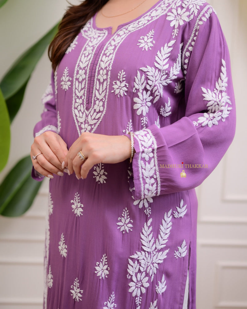 Lavender Premium Modal Chikankari Kurta