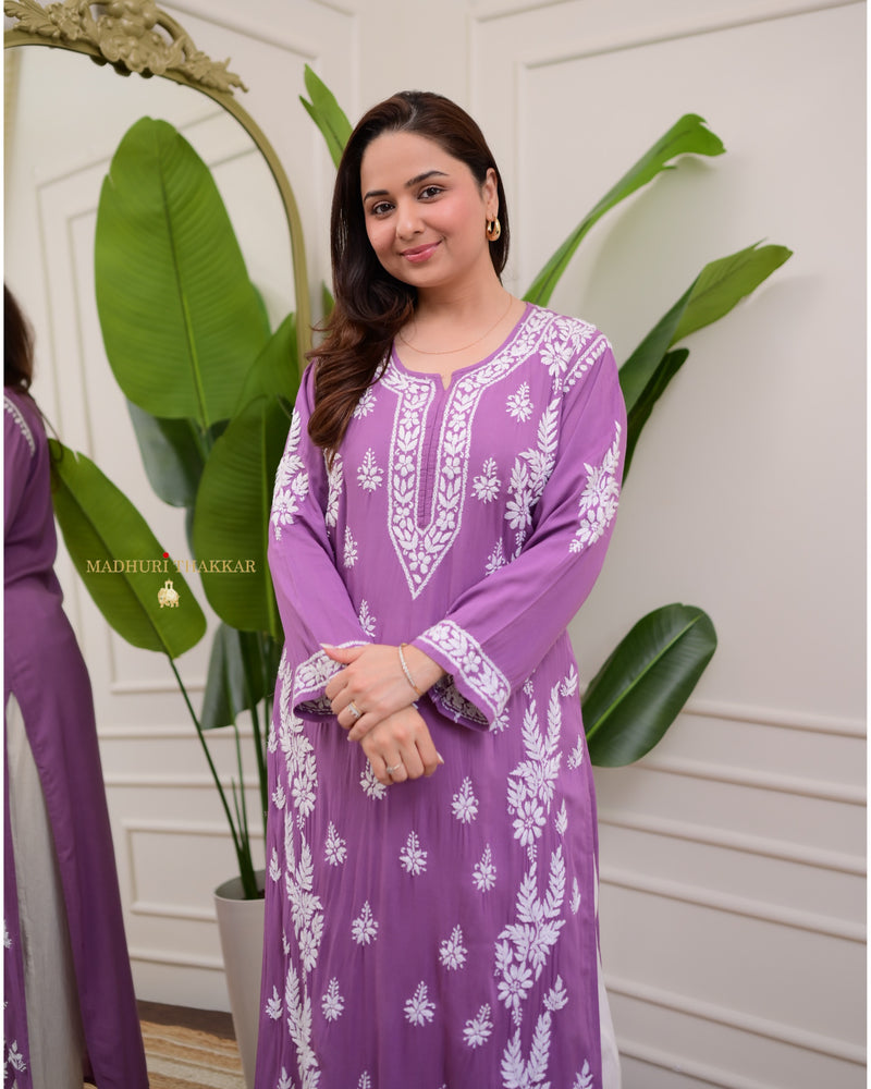 Lavender Premium Modal Chikankari Kurta