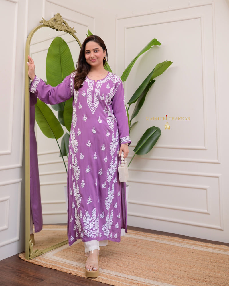 Lavender Premium Modal Chikankari Kurta