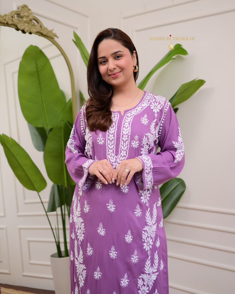 Lavender Premium Modal Chikankari Kurta