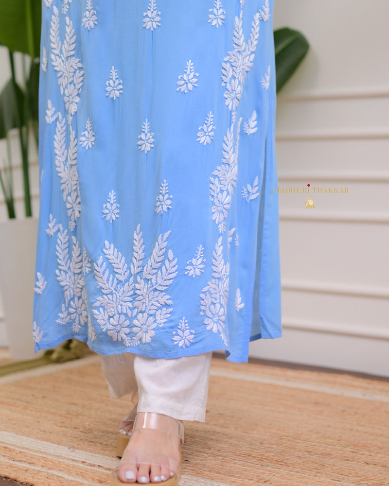 Powder Blue Premium Modal Chikankari Kurta