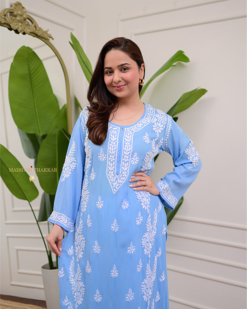 Powder Blue Premium Modal Chikankari Kurta