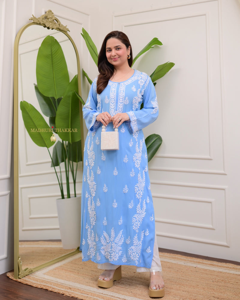 Powder Blue Premium Modal Chikankari Kurta