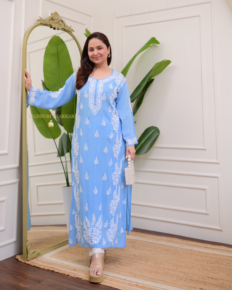 Powder Blue Premium Modal Chikankari Kurta