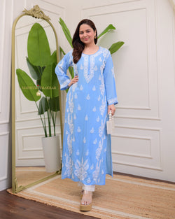 Powder Blue Premium Modal Chikankari Kurta