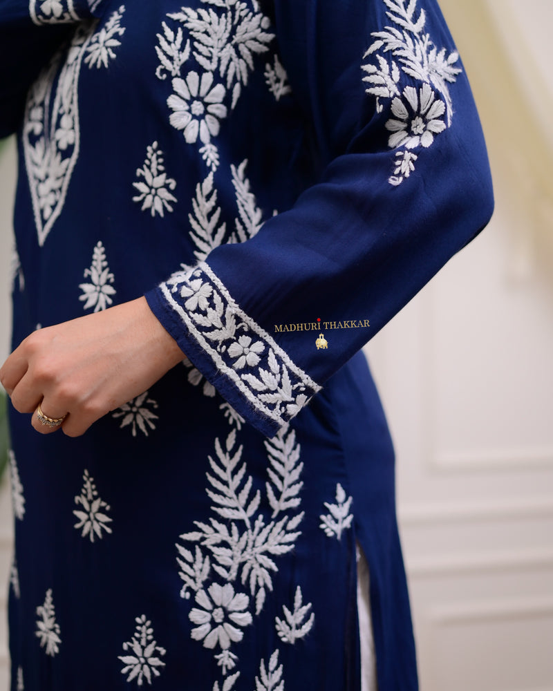 Navy Blue Premium Modal Chikankari Kurta