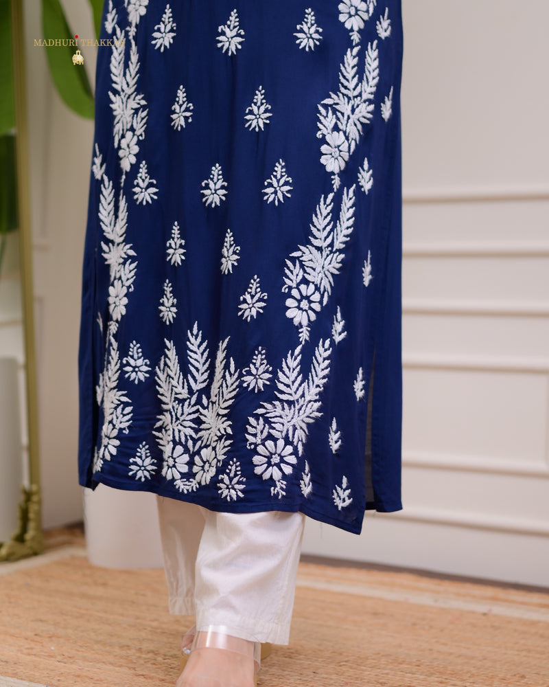 Navy Blue Premium Modal Chikankari Kurta