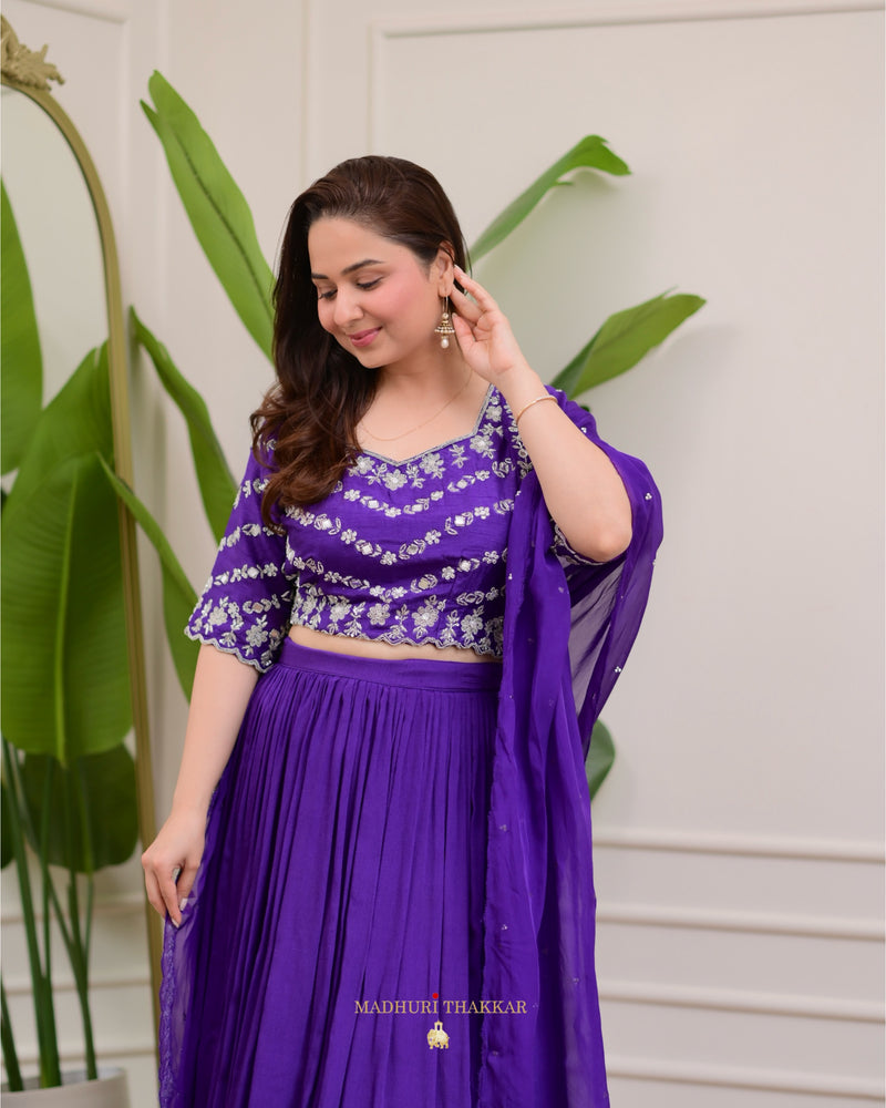 Purple Handwork Premium Lehenga Set