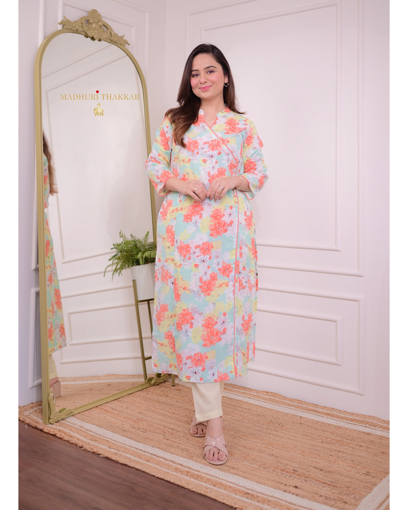 Pastel Floral Sequin Kurta Set