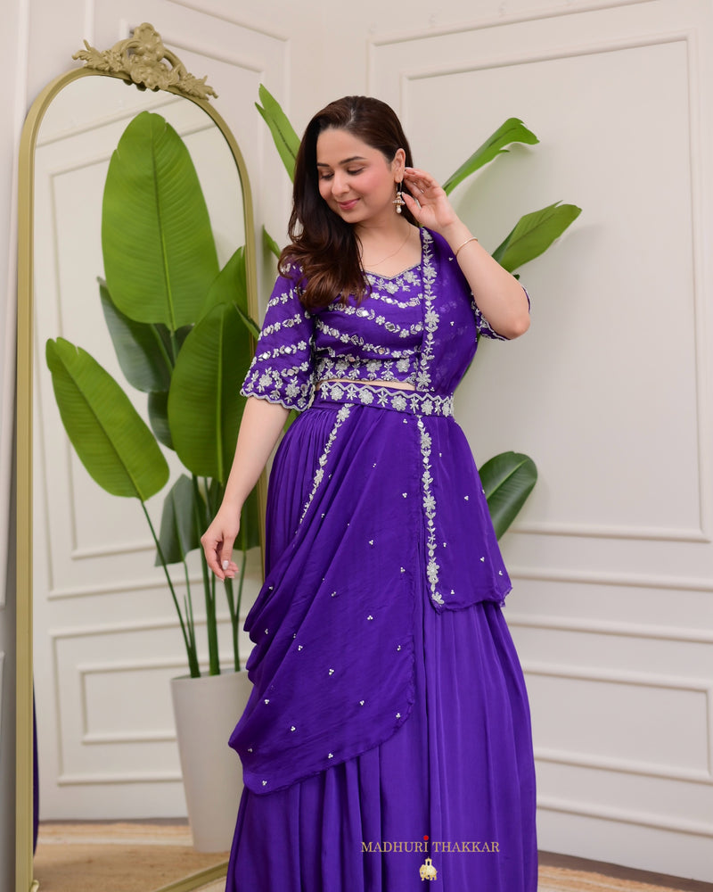 Purple Handwork Premium Lehenga Set