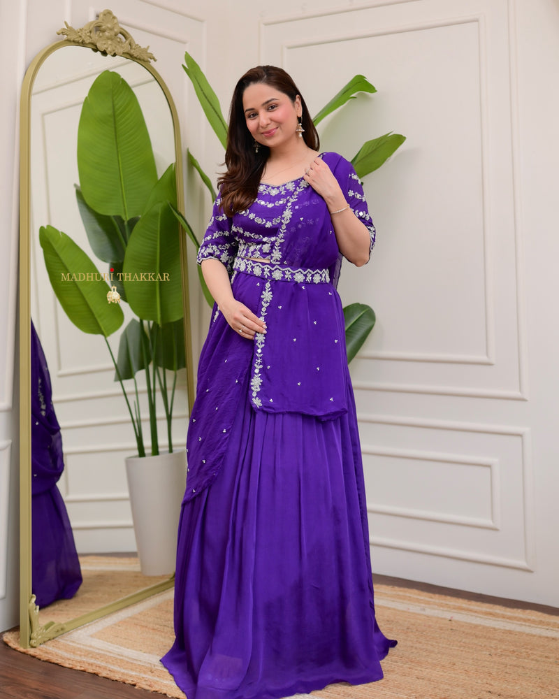 Purple Handwork Premium Lehenga Set