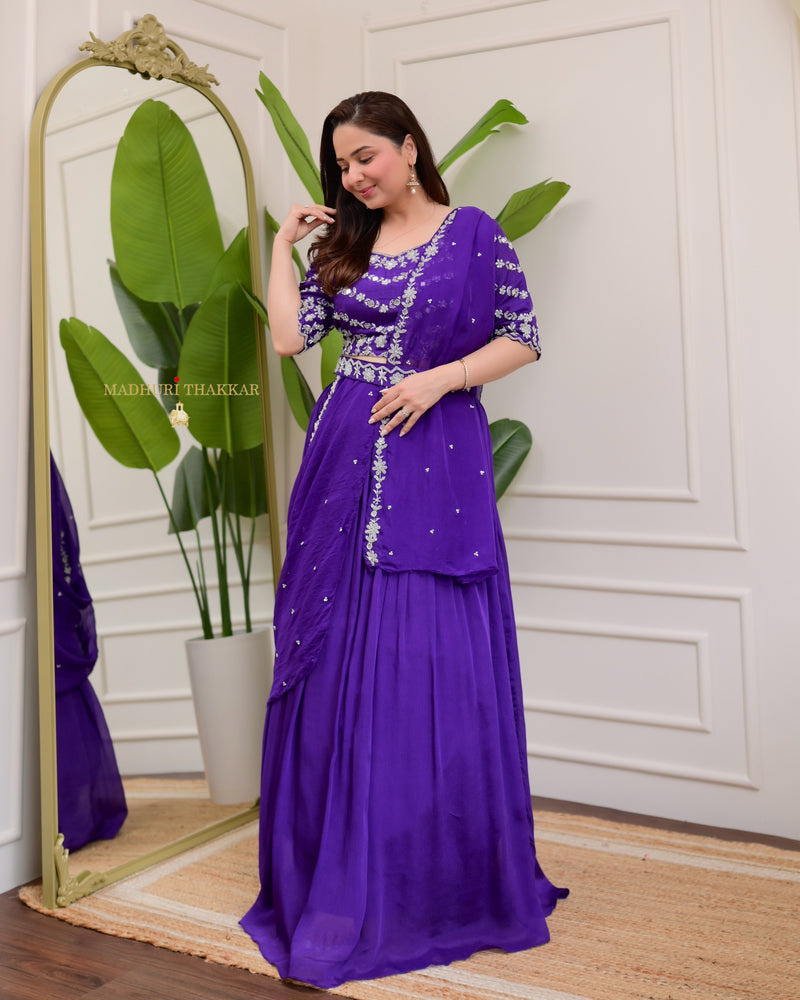 Purple Handwork Premium Lehenga Set