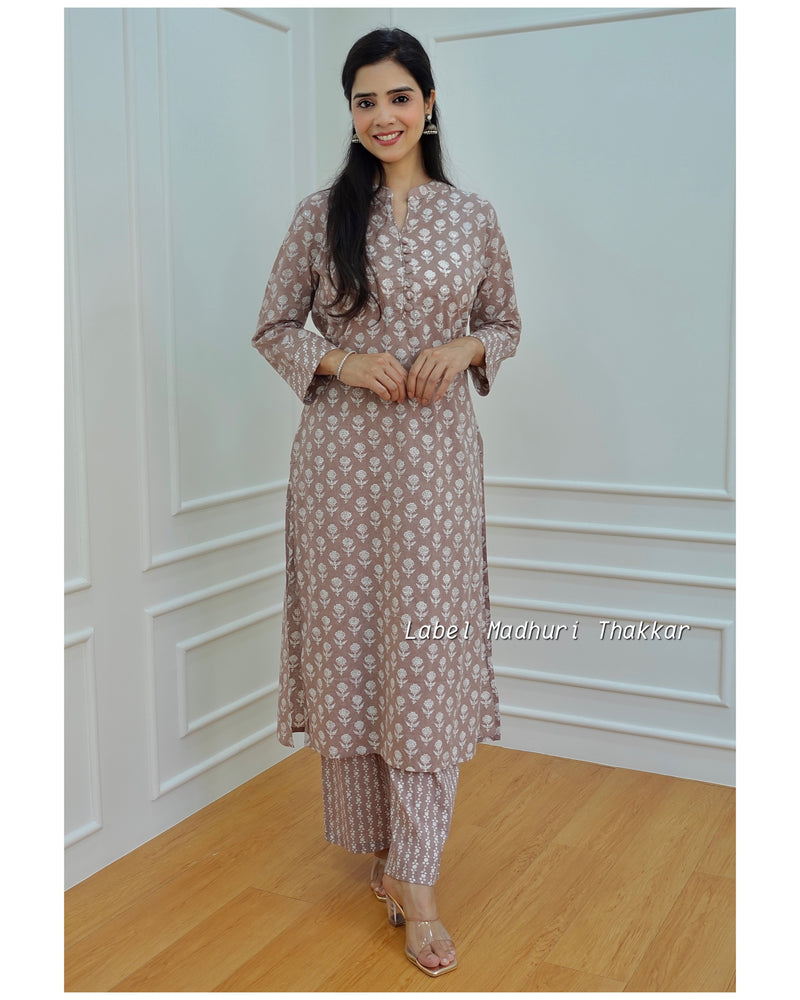 Mauve Muslin Kurta Set