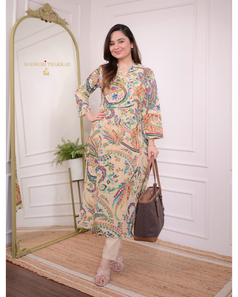 Ivory Multi Floral Sequin Kurta Set