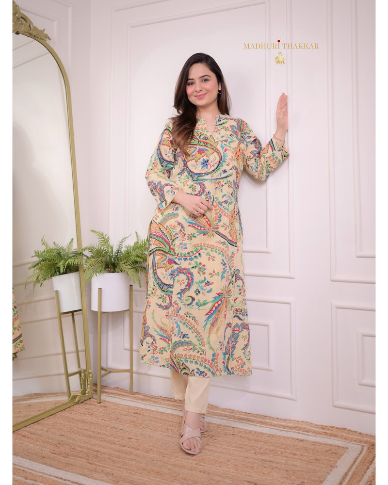 Ivory Multi Floral Sequin Kurta Set