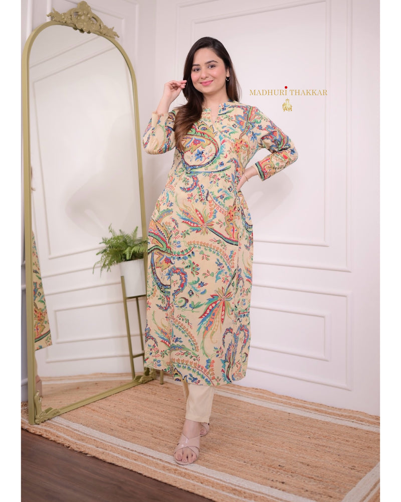 Ivory Multi Floral Sequin Kurta Set