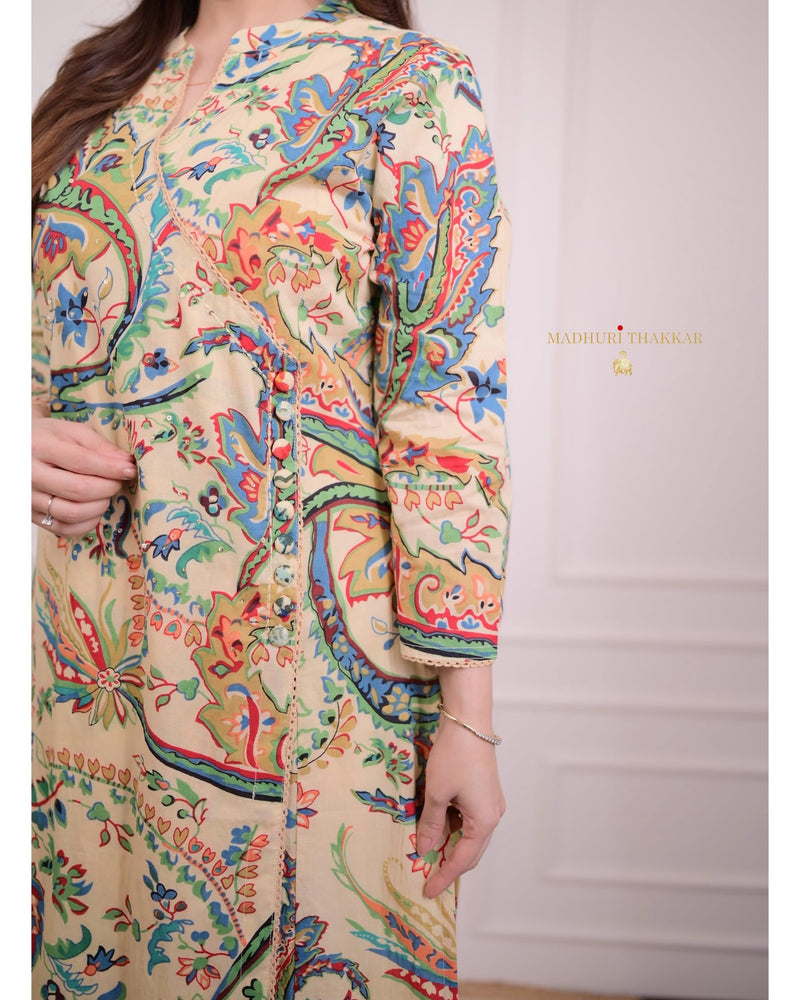 Ivory Multi Floral Sequin Kurta Set