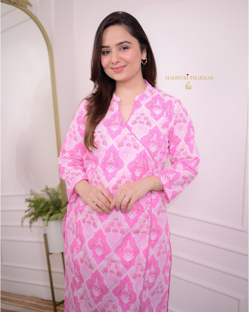 Baby Pink Floral Sequin Kurta Set