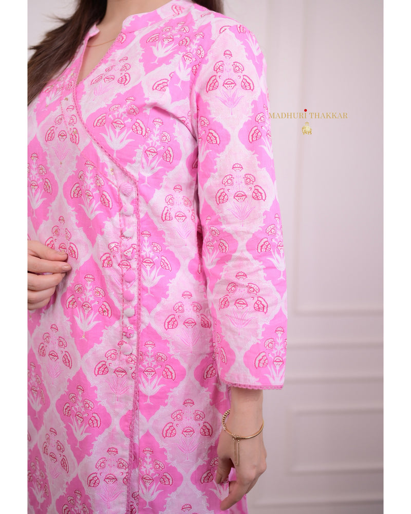 Baby Pink Floral Sequin Kurta Set