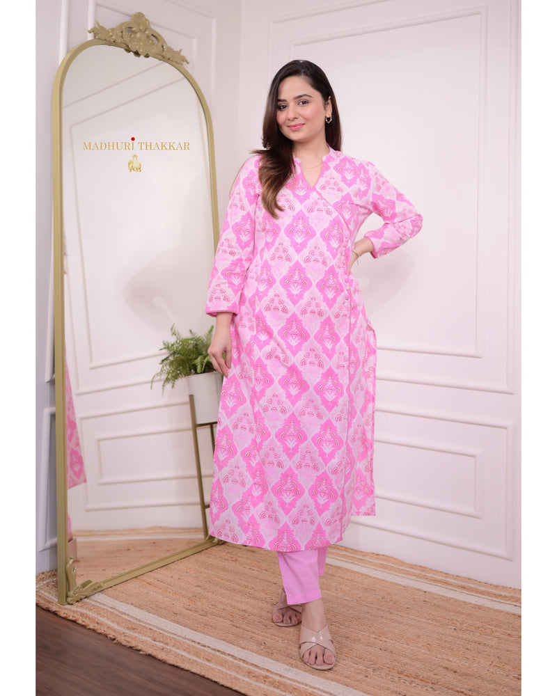 Baby Pink Floral Sequin Kurta Set