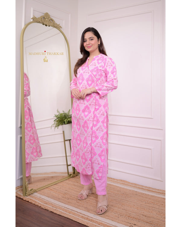 Baby Pink Floral Sequin Kurta Set