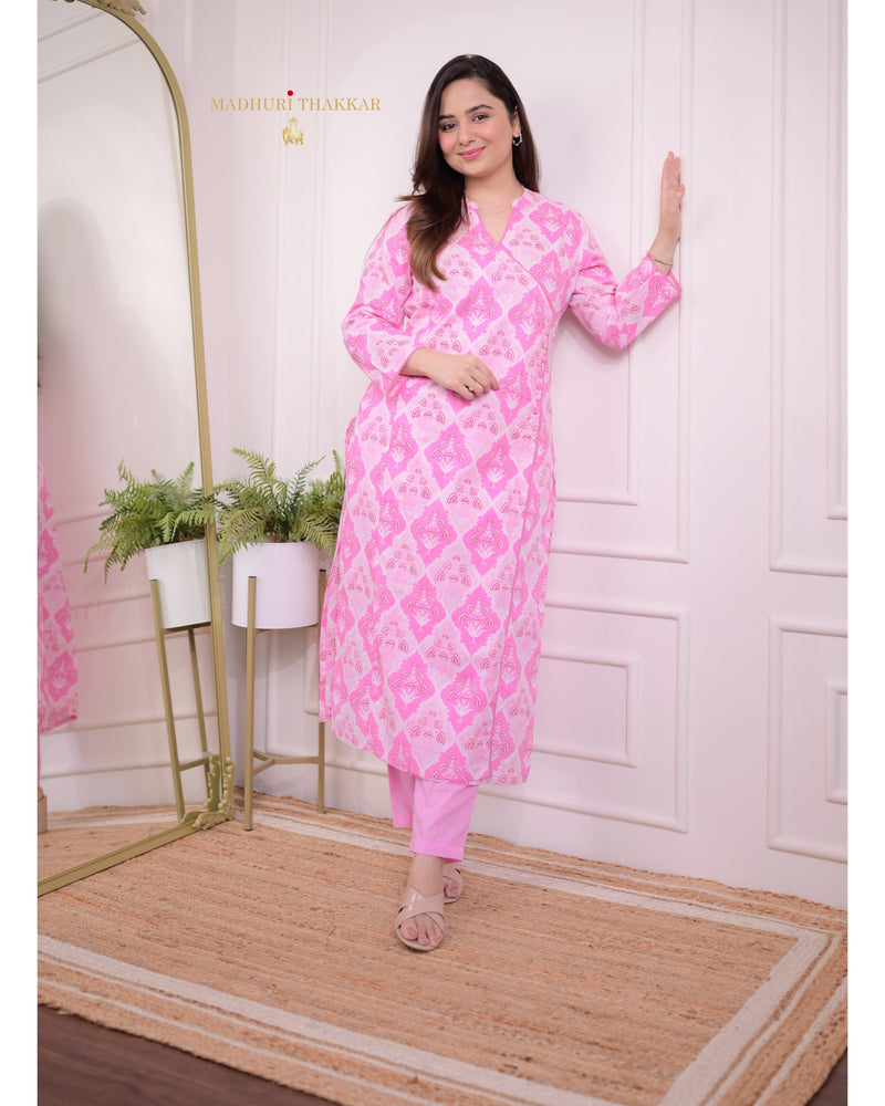 Baby Pink Floral Sequin Kurta Set