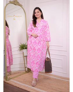 Baby Pink Floral Sequin Kurta Set