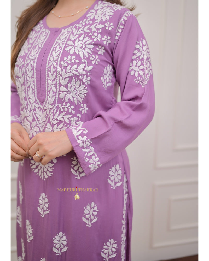 Mauve Modal Chikankari Kurta