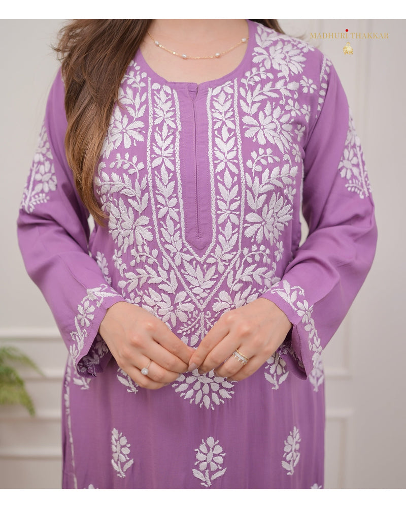 Mauve Modal Chikankari Kurta