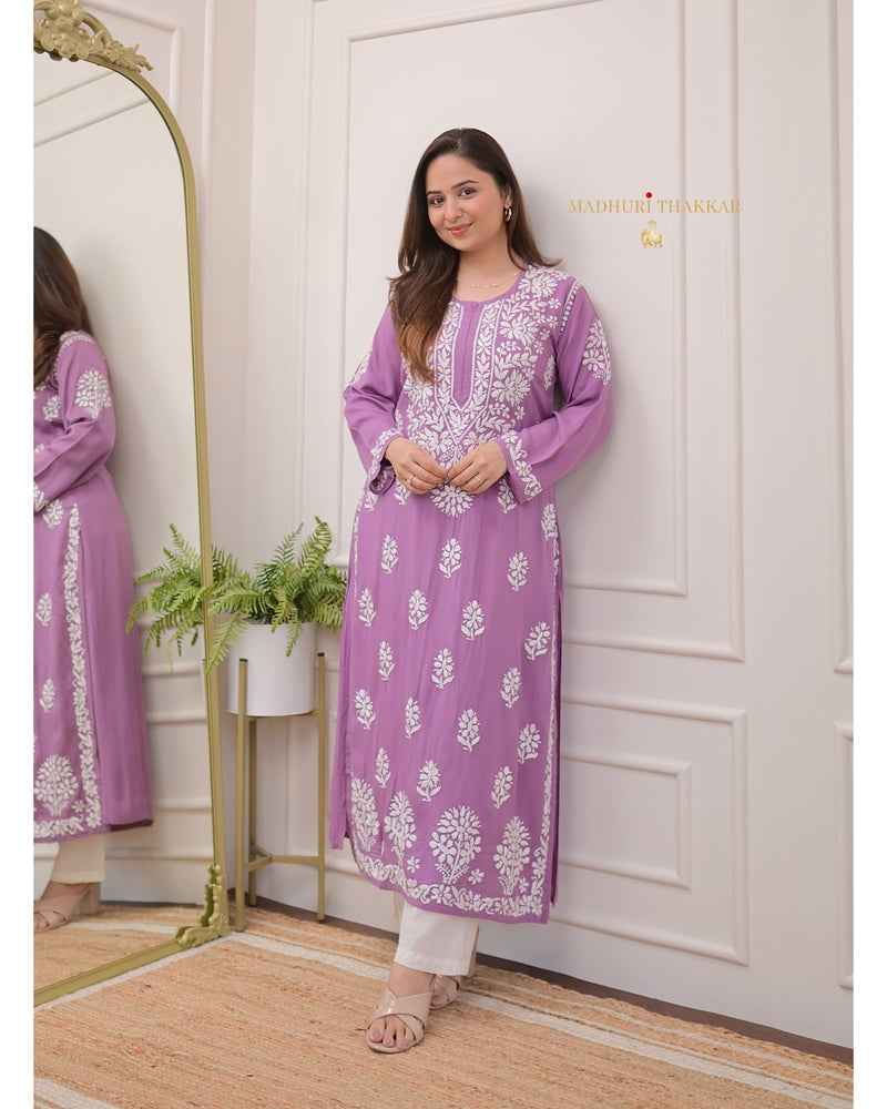 Mauve Modal Chikankari Kurta