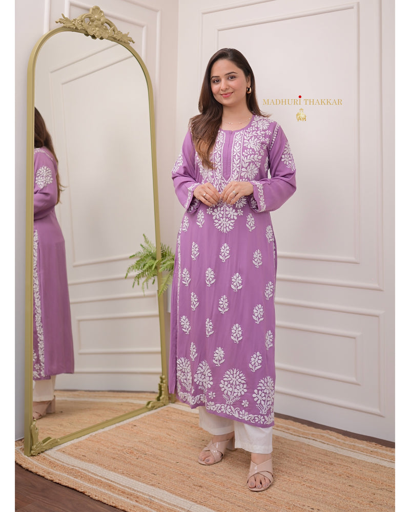 Mauve Modal Chikankari Kurta