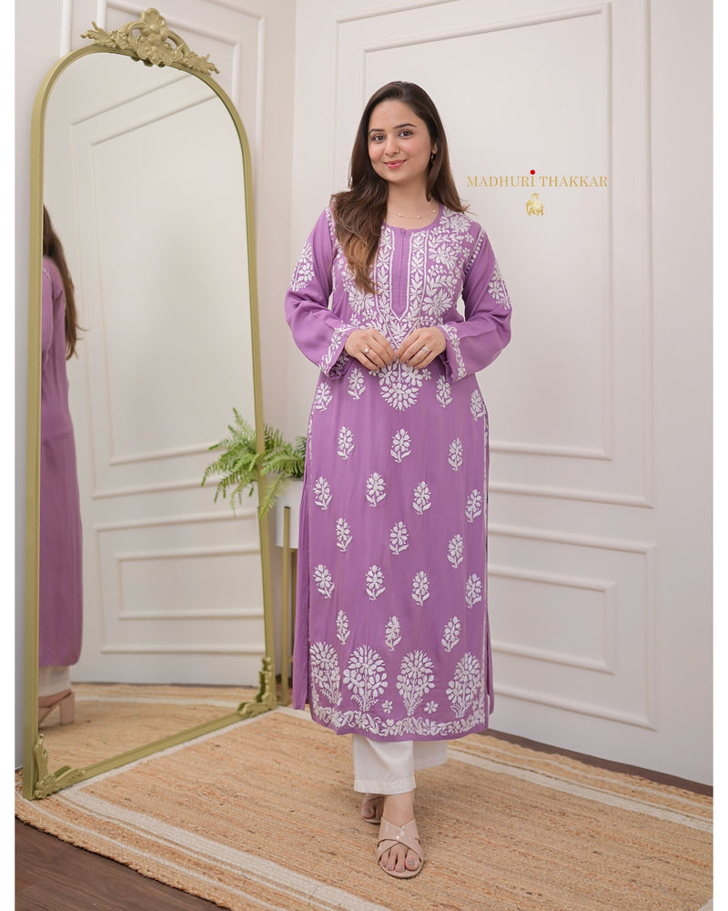 Mauve Modal Chikankari Kurta