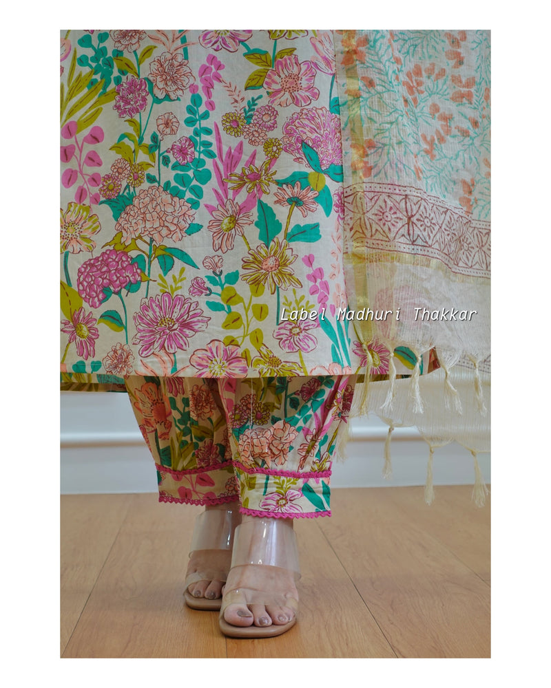 Ivory Floral Afghani Suit